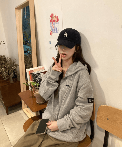 2WAY 오버핏 스몰 지프 후드집업 (JR5TZU051MG)