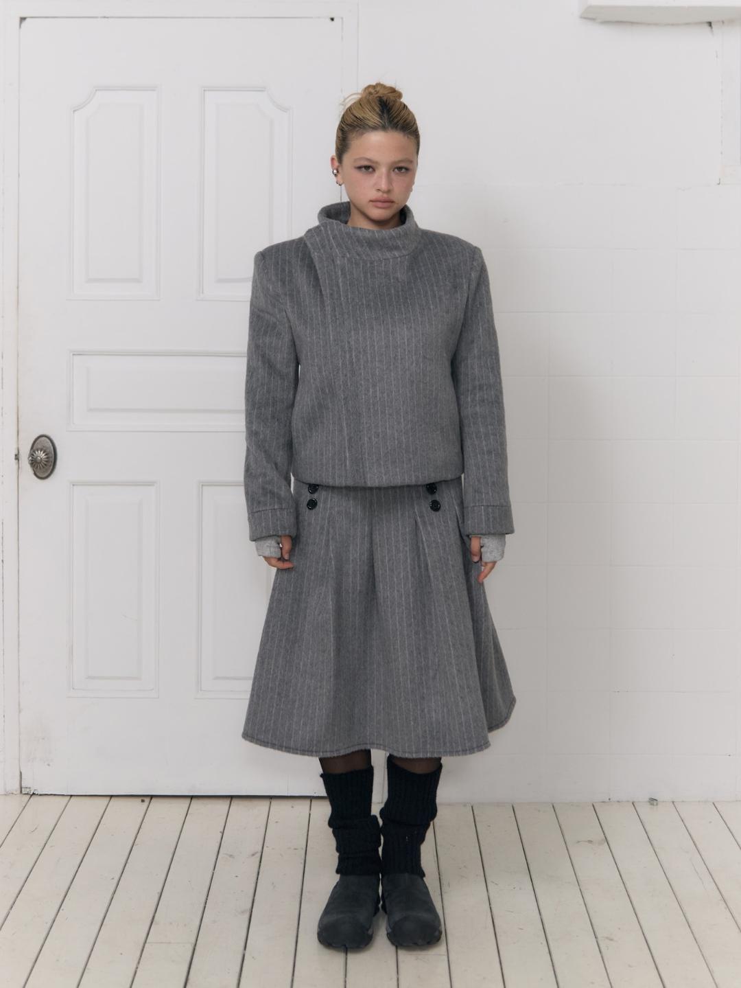 KANARI SHORT COAT -Light grey-