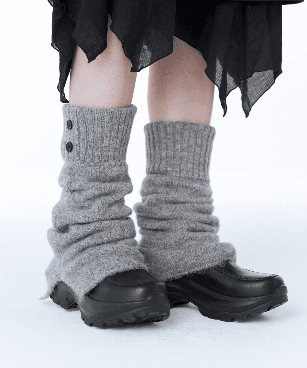 Button knit leg warmer GREY