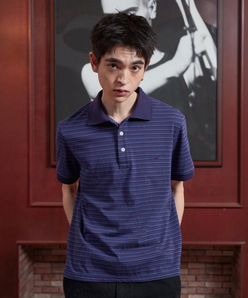 프리 라이드 크롭 피케 티셔츠_미드나잇 스트라이프