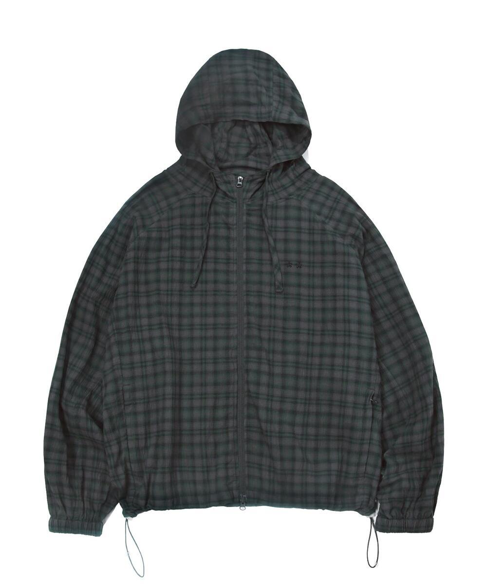 링클 체크 후드 자켓_차콜