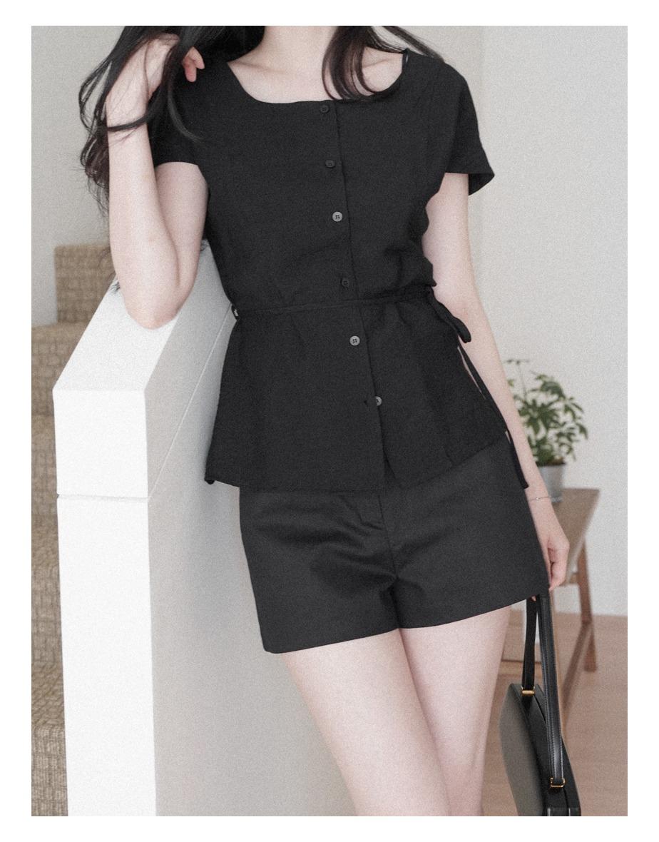 [strap_set] 메텔 스퀘어 블라우스 [블랙]