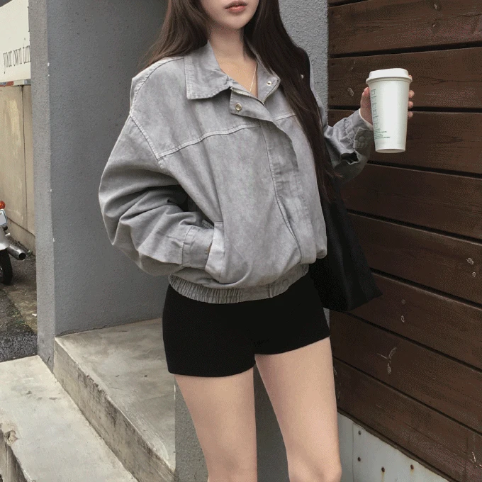 [가을신상] 쿨론 피그먼트 카라 블루종 자켓 -2 color