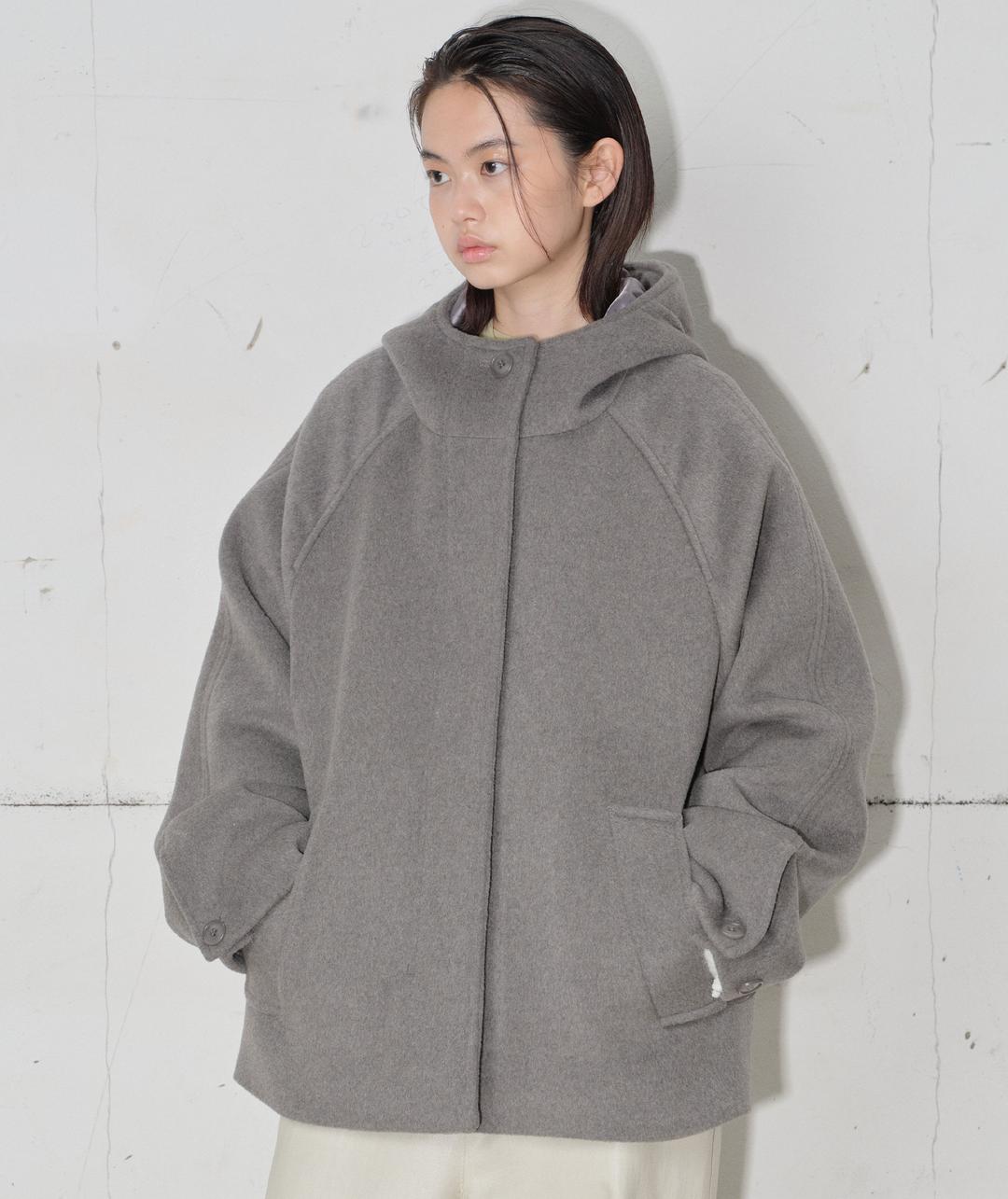 Hooded Half Coat [Gray]