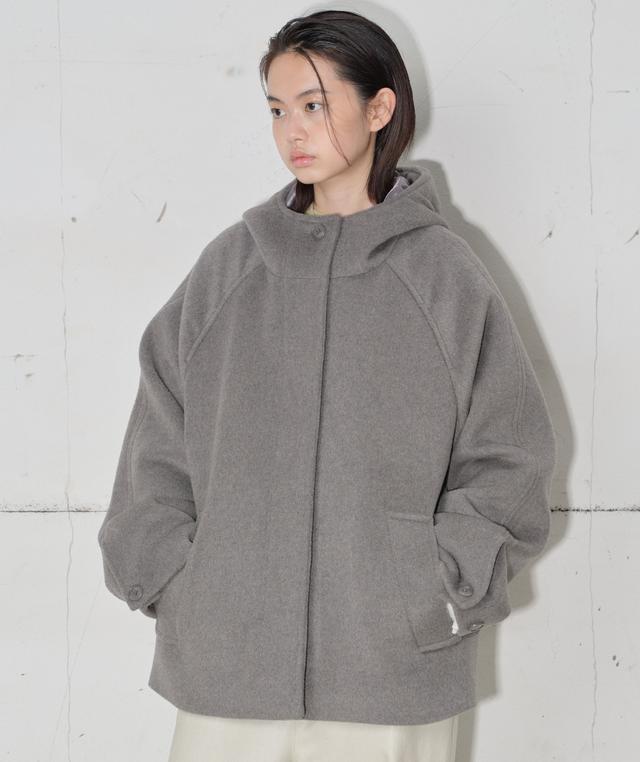 Hooded Half Coat [Gray]