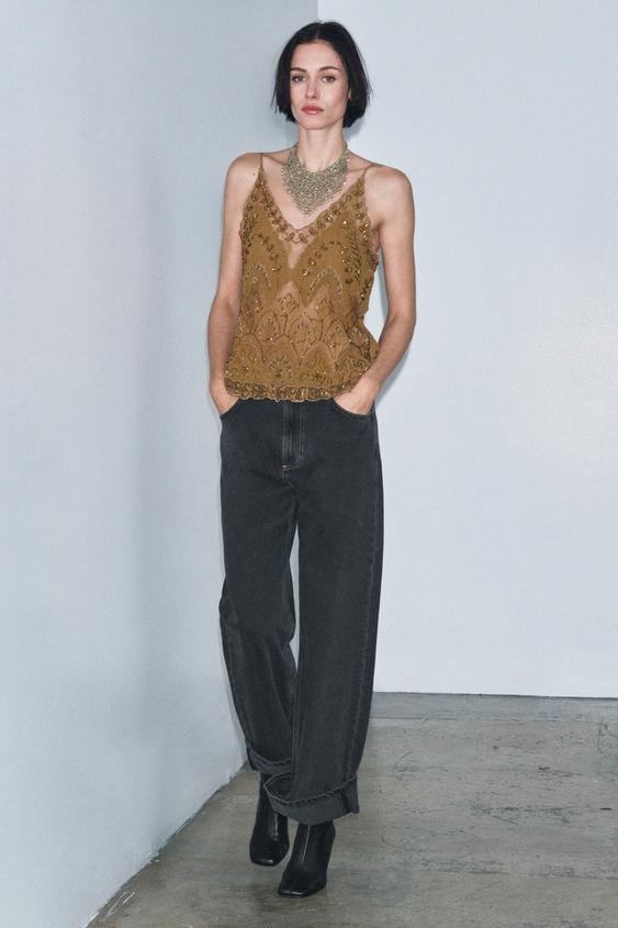 ZW 컬렉션 리미티드 에디션 비즈 자수 탑