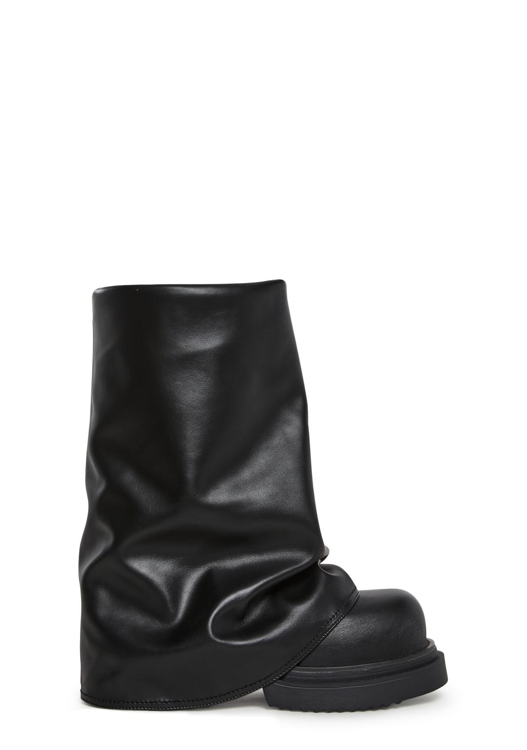 Ego Foldover Boots - Black - BLACK / US 5