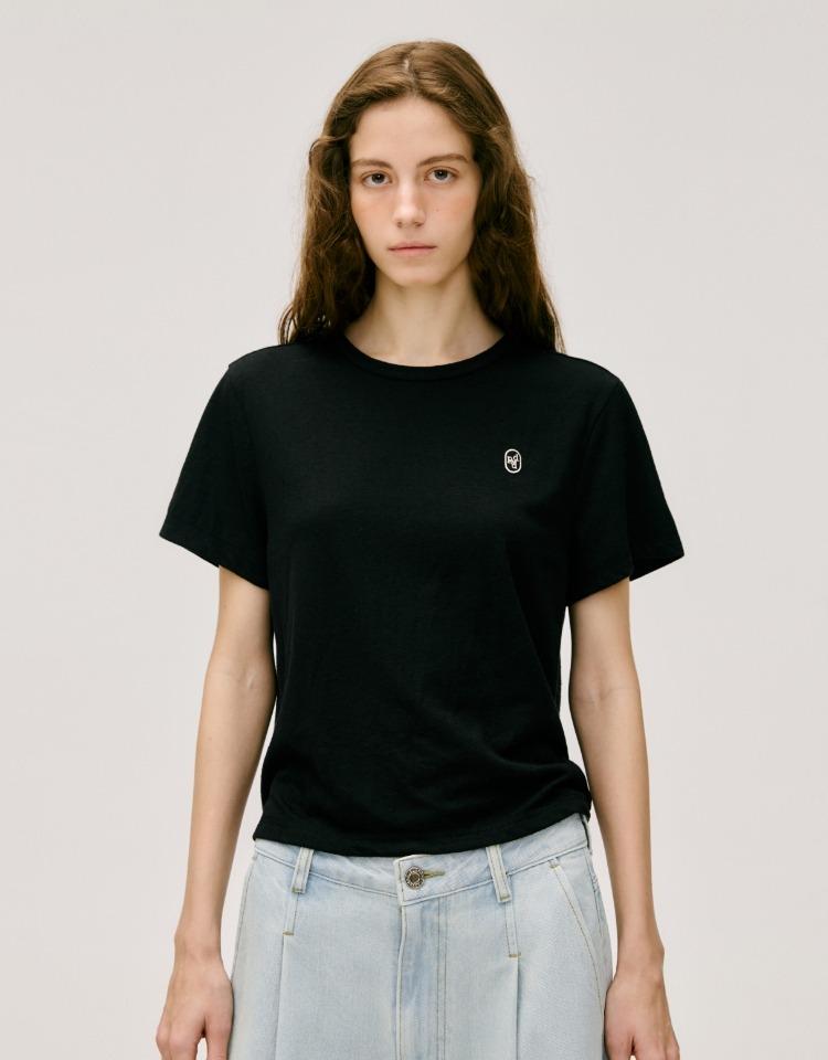 wappen linen t-shirt - black