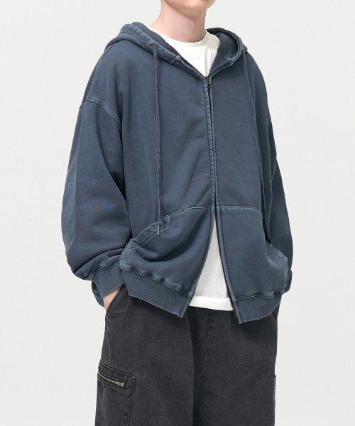 투웨이 피그먼트 스웻 후드 집업 (STONE BLUE)