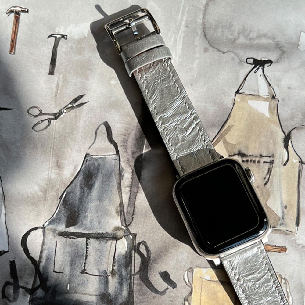 링클 카프스킨 워치 스트랩 (무광실버)