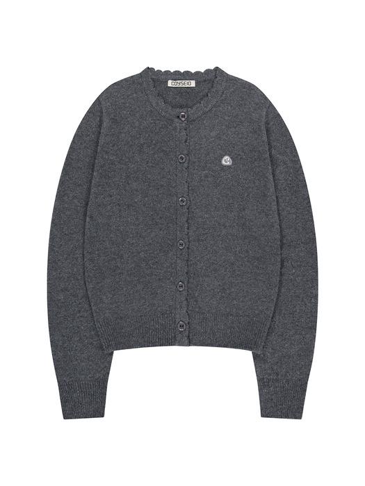 FLOWER BUTTON CARDIGAN GREY