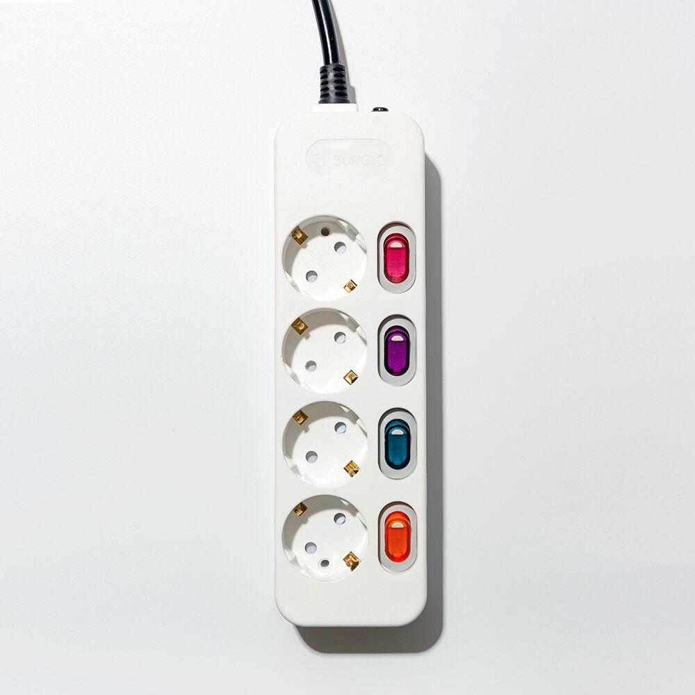 퍼스널탭 개별 4구 멀티탭 1.5M, 레인보우