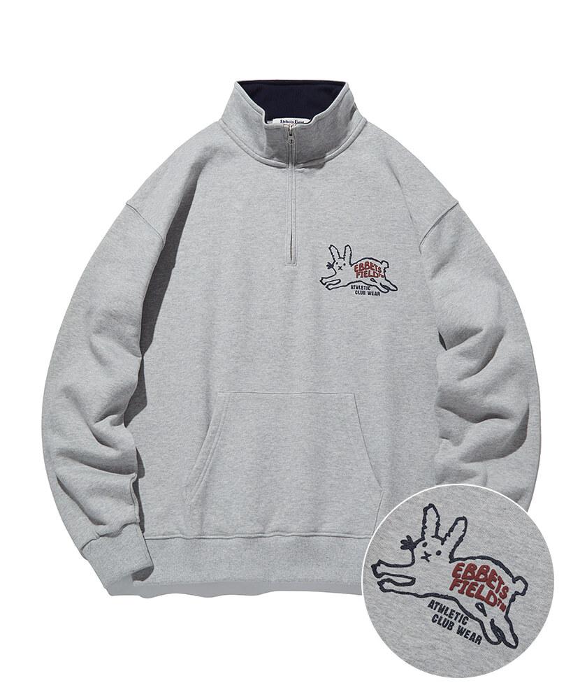 블랙 래빗 하프집업 맨투맨 그레이