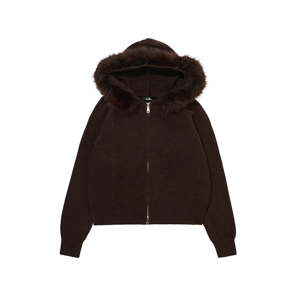 (플러스)퍼 트리밍 후드 니트집업 AR4KGS22