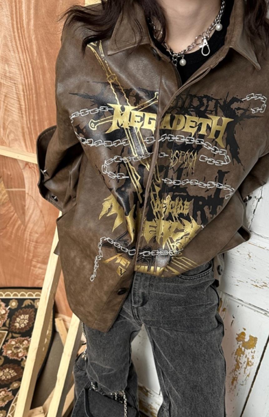 triSEGGA Punk Maillard leather shirt jacket