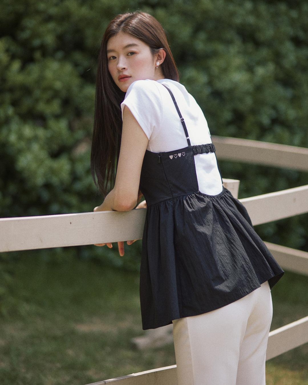 Tink back banding bustier - black