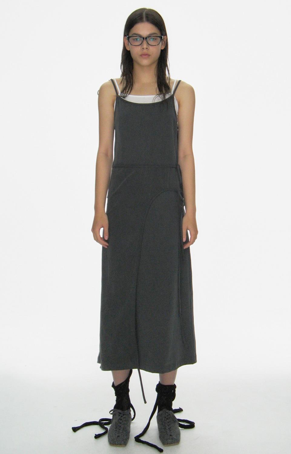 [2/15 DELIVERY] TWO WAYS LAYERED WRAP DRESS, WASHED CHARCOAL