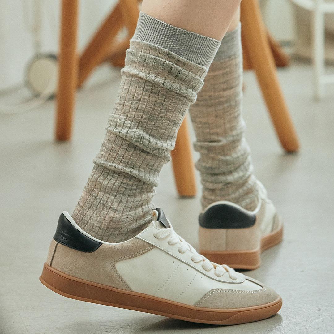 STW212 Light Wool See-through Knee Socks