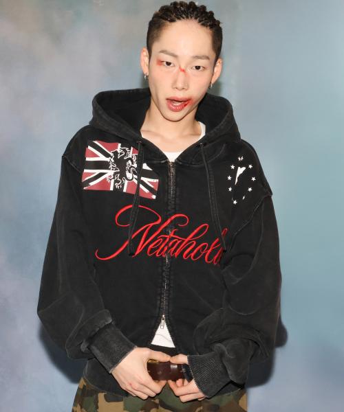 GHD041 네타홀릭 빈티지 후드 집업 (CHARCOAL GRAY)