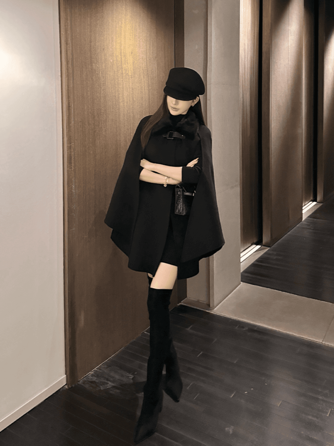 [리얼밍크] 버클 캐시미어 케이프 코트 3color