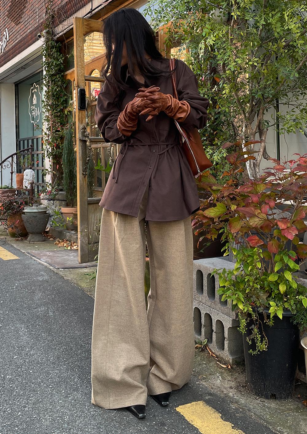 샵보얼 와이드 울팬츠