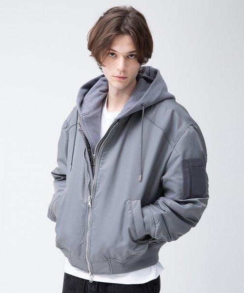 디테처블 후드 MA-1 메탈그레이 (2WAY ZIPPER)