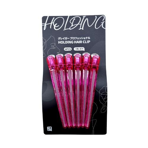[그레이거] 홀딩 헤어클립 6개입 실리콘코어 핑크 전문가용 핀 집게 가성비