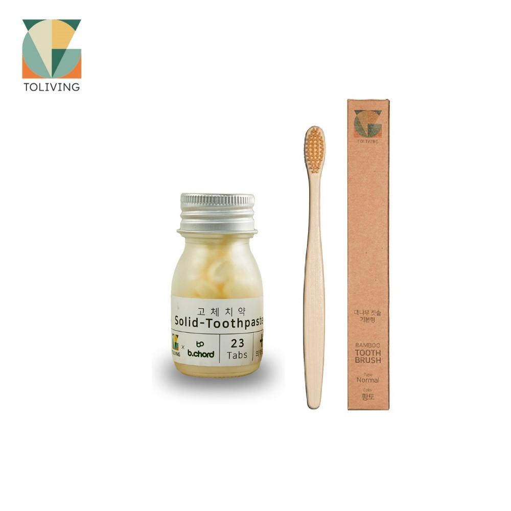 투리빙 휴대용 윤스테이 씹는 캠핑치약 가글 3종 레몬민트 고체치약 23정+대나무칫솔1ea