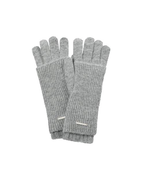 Layered fingerhole knit gloves GREY