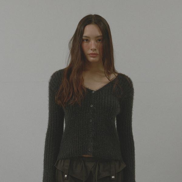 MELLOW FUR CARDIGAN (CHARCOAL)