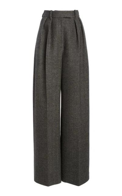 Teyana Wool Straight-leg Pants In Grey