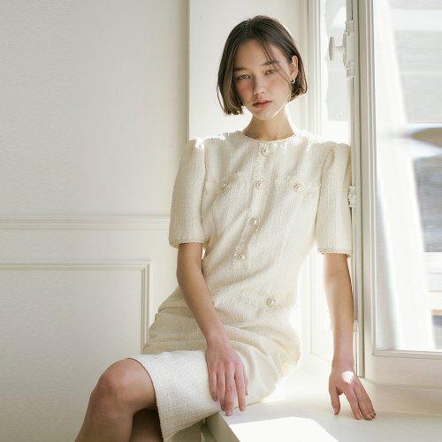 Emily tweed one-piece (cream)
