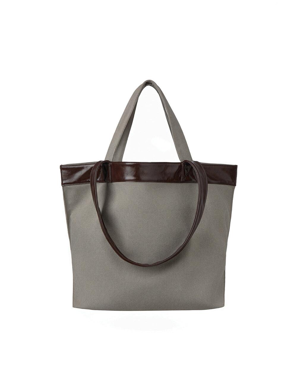 [9월17일 예약배송] LEATHER EDGE CANVAS BAG [GREY]