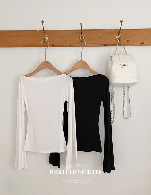 리썸데이 포밀리 입술 트임 티셔츠 2color [리본숄더/입술넥/보트넥/오프숄더/봄이너/간절기/데일리룩/페미닌/러블리/벚꽃/데이트/할인/세일/가을/당일배송/오늘발송]