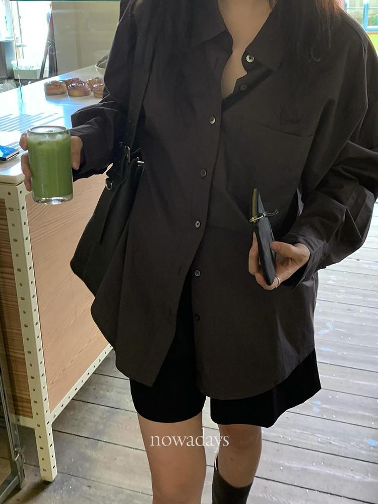 jinsim 진심 피넛 셔츠 코튼 긴팔 카라 포켓 데일리 남방 (4col)