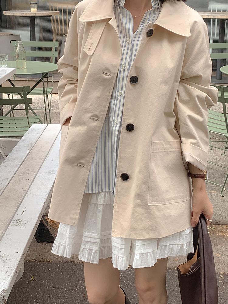 슬로우리스트 [봄리뉴얼🌸][MADE]호네 하프 트렌치 자켓[2color]