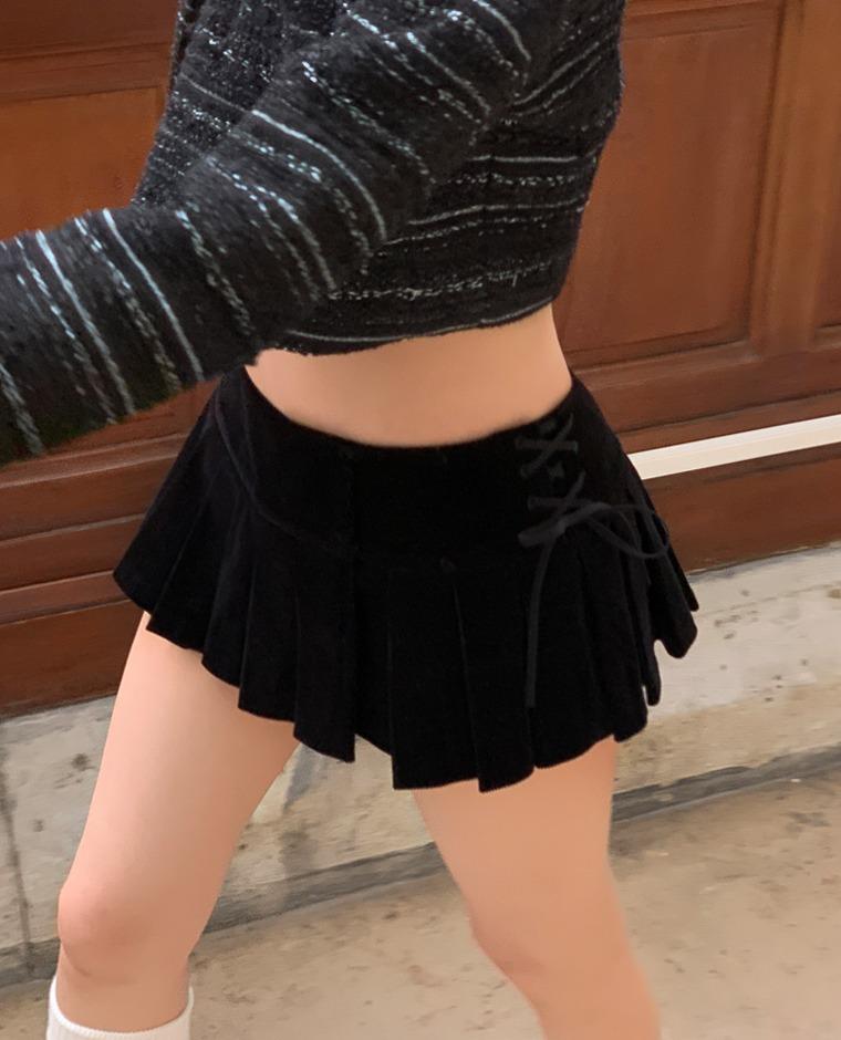 코듀로이 스커트 팬츠 블랙