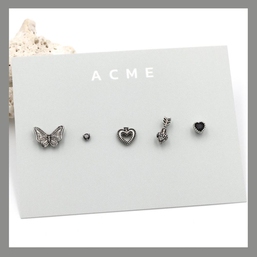 [써지컬스틸] 빈티지 블랙 피어싱 세트