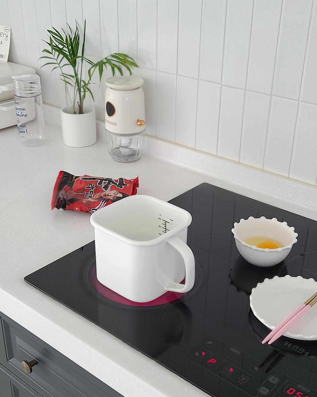 NEW 손잡이 법랑용기 저장 캐니스터 사각 법랑냄비 뚜껑 소형