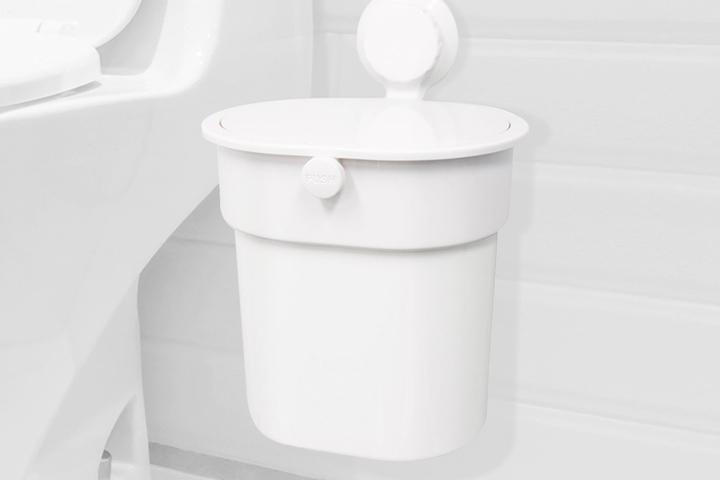 강력 흡착 벽걸이 모던 미니 위생 화장실 휴지통 화이트