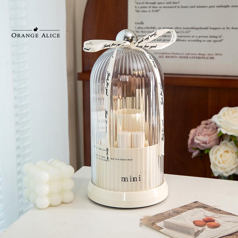 [감성up/당일출고] 오렌지앨리스 브러쉬 보관함 화장품 정리함 정리대 화장대 수납함 홀더 통 보관 리본 회전형 립스틱 핸드크림 립글로즈 컨실러 보관