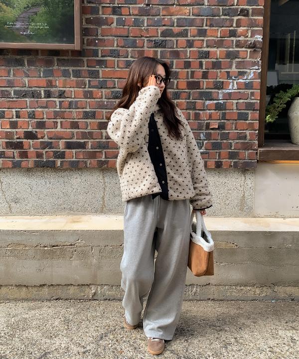 리얼코코 [울100🔥/도트/후드/겨울/made] 웨트 뽀글이 양면 자켓