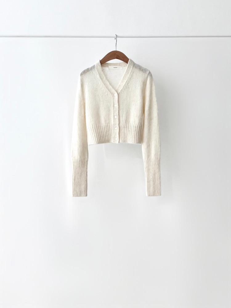 차콜 당일 / vegetable 베지터블 샌드 가디건 긴팔 브이넥 크롭 니트 (2col)