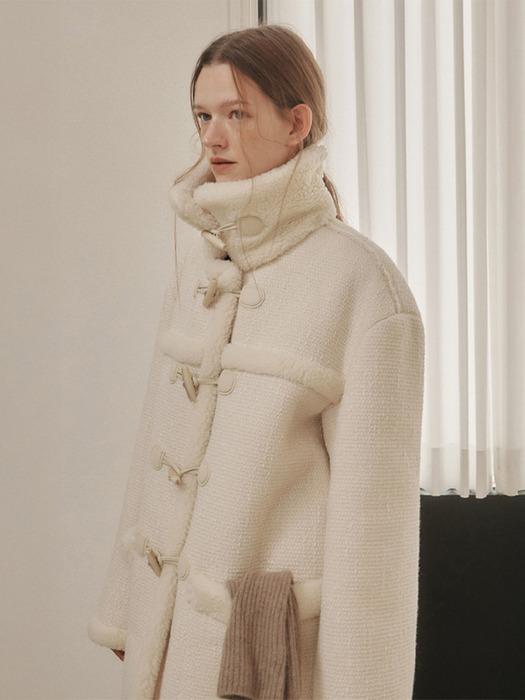 FANCY WOOL-BLEND SHEARLING MUSTANG COAT (IVORY)