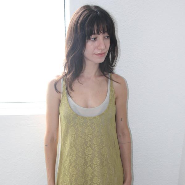 Lace Flare Dress - olive