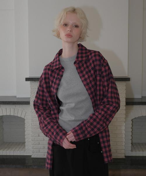 C OVER-FIT CHECK SHIRT_PINK