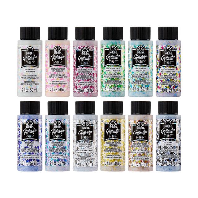 포크아트 글리터 팝 아크릴 물감 12컬러 색상선택 FolkArt Glitterific POP Acrylic Paint