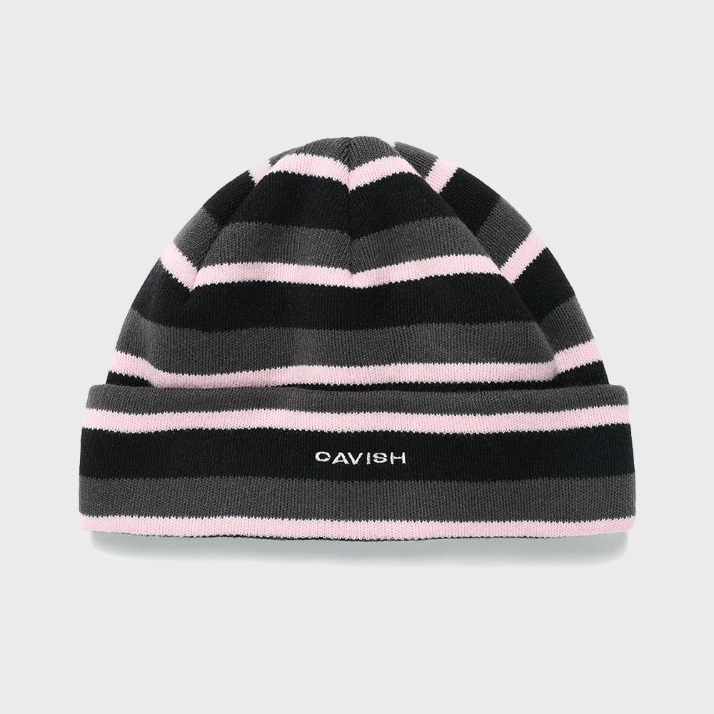 STRIPED EMB BEANIE BLACK(CV2DFUAB61A)