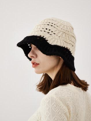 [단독] Shell Knit Bucket Hat (Ivory & Black)