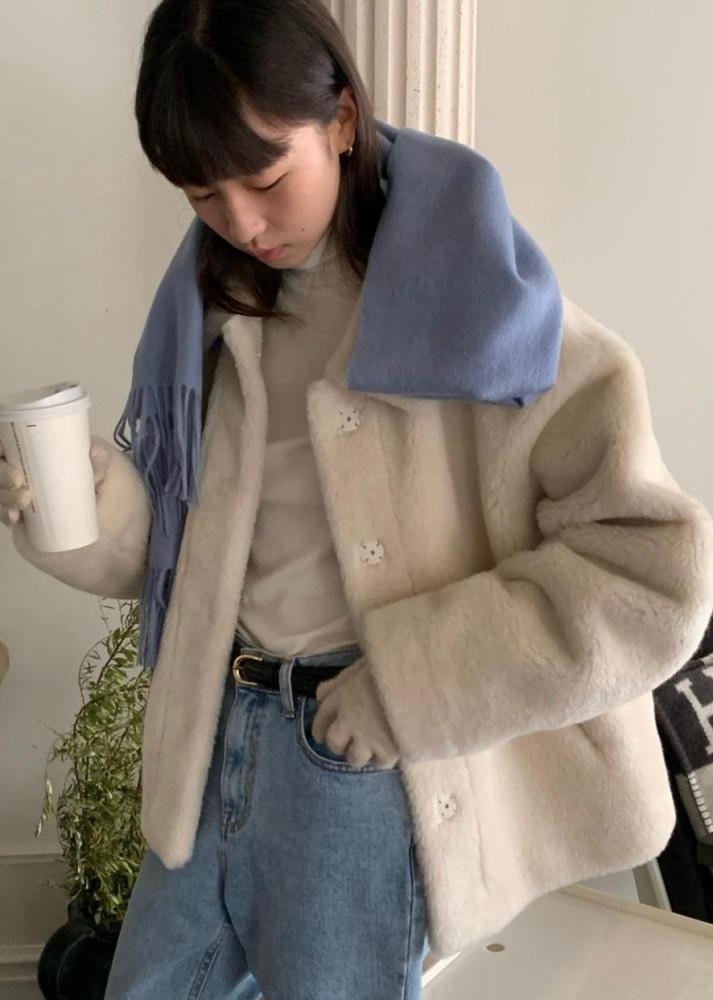 진심 페리 시어링 무스탕 점퍼 루즈핏 울 자켓 겨울 잠바